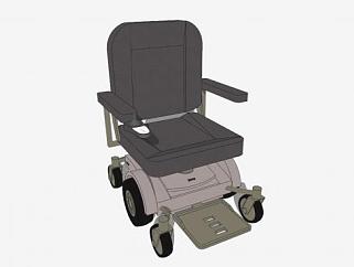 灰黑色电动轮椅SU模型下载_sketchup草图大师SKP模型