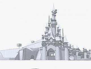 欧式城堡白模外观SU模型下载_sketchup草图大师SKP模型
