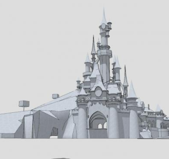 欧式城堡白模外观SU模型下载_sketchup草图大师SKP模型