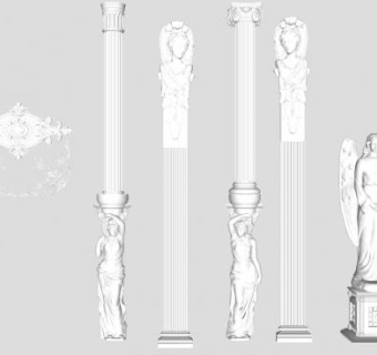 欧式浮雕雕塑罗马柱SU模型下载_sketchup草图大师SKP模型