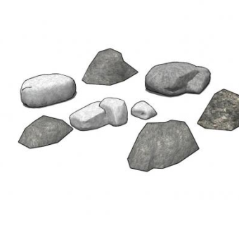 小石块石头岩石SU模型下载_sketchup草图大师SKP模型