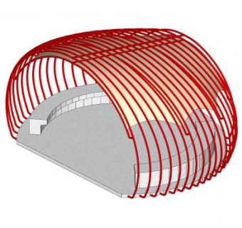 拉膜休息户外长椅SU模型下载_sketchup草图大师SKP模型