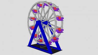 小型摩天轮机械设施SU模型下载_sketchup草图大师SKP模型