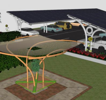 太阳能景观停车棚SU模型下载_sketchup草图大师SKP模型