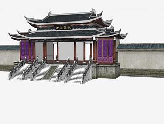 中式寺庙大门SU模型下载_sketchup草图大师SKP模型