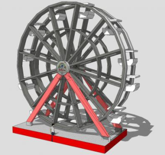 旋转摩天轮游乐设施SU模型下载_sketchup草图大师SKP模型