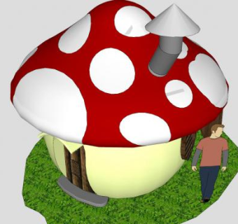 简单的蘑菇房制作SU模型下载_sketchup草图大师SKP模型