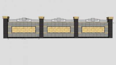 欧式围墙墙壁SU模型下载_sketchup草图大师SKP模型