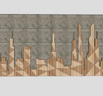城市主题景墙SU模型下载_sketchup草图大师SKP模型