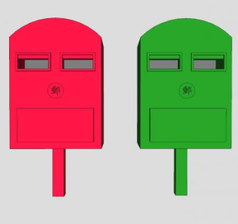 红绿色传统邮箱SU模型下载_sketchup草图大师SKP模型