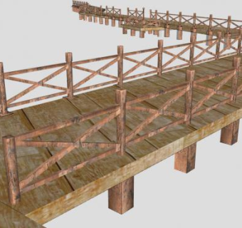 木栈道桥梁SU模型下载_sketchup草图大师SKP模型