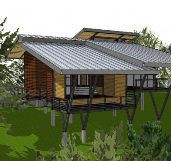 半坡小木屋SU模型下载_sketchup草图大师SKP模型