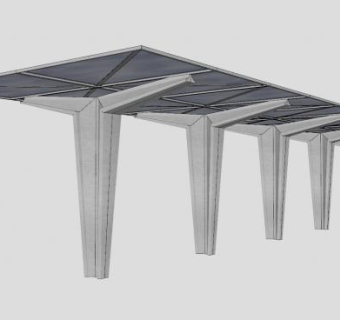 停车棚停车架SU模型下载_sketchup草图大师SKP模型