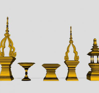 东南亚寺庙装饰SU模型下载_sketchup草图大师SKP模型