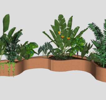花圃花坛花箱植物SU模型下载_sketchup草图大师SKP模型