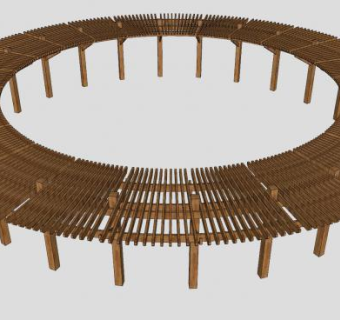圆形廊架花架SU模型下载_sketchup草图大师SKP模型