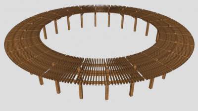 圆形廊架花架SU模型下载_sketchup草图大师SKP模型