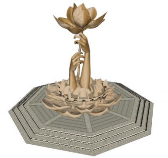 莲花手雕塑SU模型下载_sketchup草图大师SKP模型