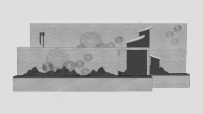 室外日式景墙SU模型下载_sketchup草图大师SKP模型