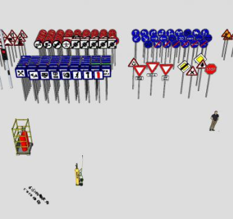 交通指示牌系列SU模型下载_sketchup草图大师SKP模型