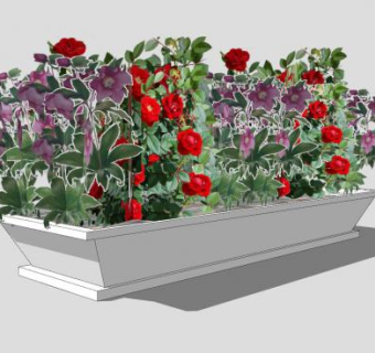 花圃花箱植物花坛SU模型下载_sketchup草图大师SKP模型