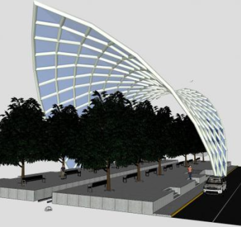 大型异形廊架SU模型下载_sketchup草图大师SKP模型