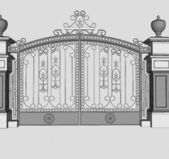 欧式庭院铁艺门SU模型下载_sketchup草图大师SKP模型