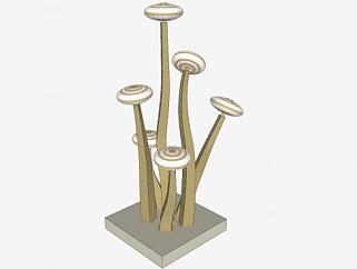 景观蘑菇造型灯具SU模型下载_sketchup草图大师SKP模型