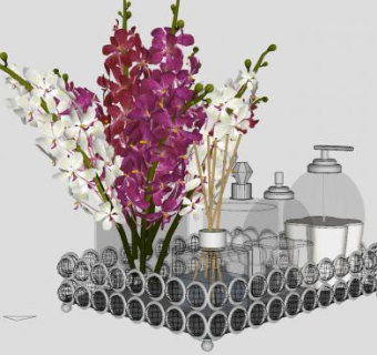 沐浴露玻璃瓶插花SU模型下载_sketchup草图大师SKP模型