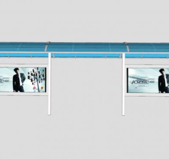 带雨棚的宣传栏SU模型下载_sketchup草图大师SKP模型