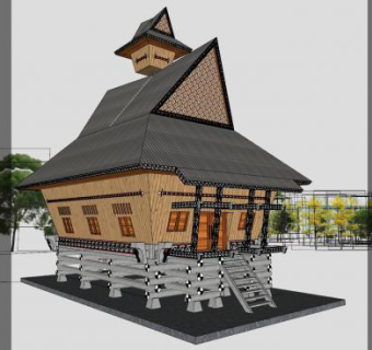 东南亚建筑楼房SU模型下载_sketchup草图大师SKP模型