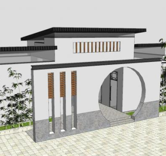 中式厕所建筑卫生间公共厕所SU模型下载_sketchup草图大师SKP模型