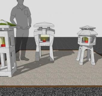 日式户外石灯SU模型下载_sketchup草图大师SKP模型