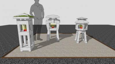 日式户外石灯SU模型下载_sketchup草图大师SKP模型