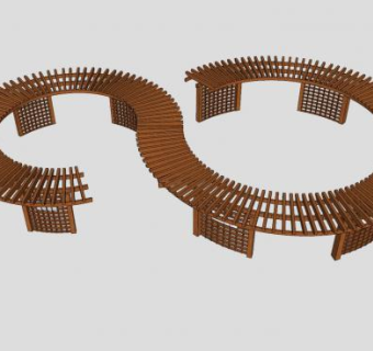 S型木制廊架SU模型下载_sketchup草图大师SKP模型