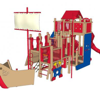 儿童滑梯游乐设施海盗船SU模型下载_sketchup草图大师SKP模型