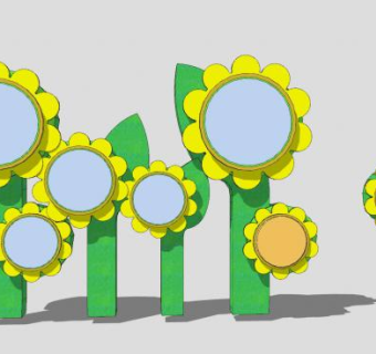 向日葵儿童宣传栏SU模型下载_sketchup草图大师SKP模型