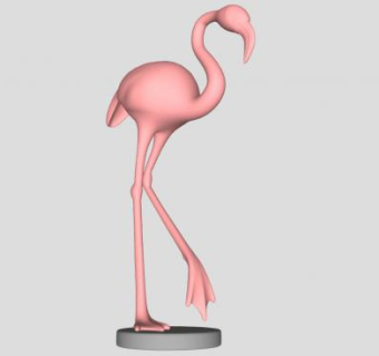 粉色火烈鸟雕塑SU模型下载_sketchup草图大师SKP模型