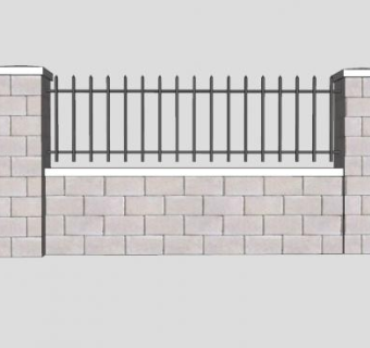 普通围墙栏杆SU模型下载_sketchup草图大师SKP模型