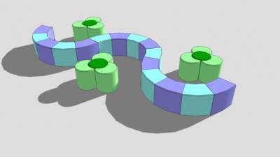 户外S形座椅SU模型下载_sketchup草图大师SKP模型