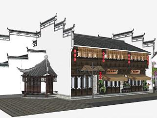 中式建筑酒馆SU模型下载_sketchup草图大师SKP模型