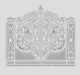 欧式风格铁艺门SU模型下载_sketchup草图大师SKP模型