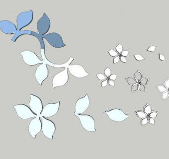 花瓣花卉墙饰SU模型下载_sketchup草图大师SKP模型