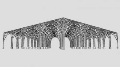 树冠长廊廊架SU模型下载_sketchup草图大师SKP模型