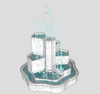 欧式流水喷泉SU模型下载_sketchup草图大师SKP模型