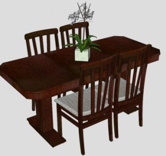 美式餐桌椅SU模型下载_sketchup草图大师SKP模型