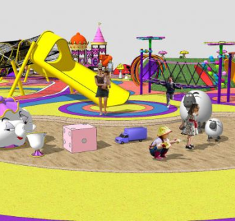 比较全的儿童游乐区游乐场地SU模型下载_sketchup草图大师SKP模型