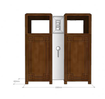 新中式木质垃圾箱垃圾桶SU模型下载_sketchup草图大师SKP模型