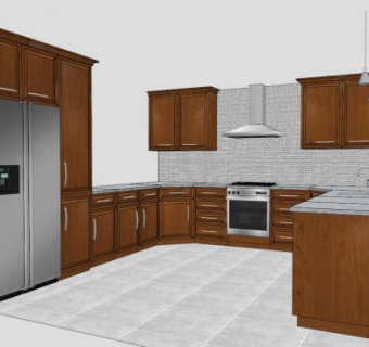 美式橱柜SU模型下载_sketchup草图大师SKP模型