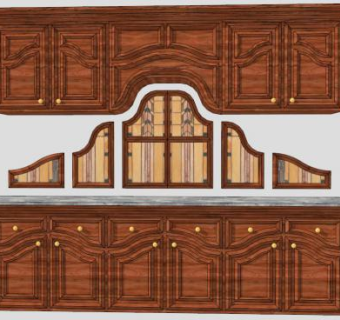 美式风格橱柜SU模型下载_sketchup草图大师SKP模型